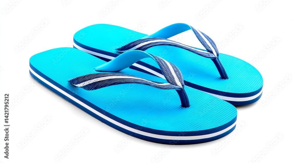 Blue Flip-Flops: Summer Beach Vacation Sandals - Relaxing summer vacation, beach footwear, cool blue sandals, comfortable flip-flops, summer holiday concept Blue Flip-Flops: Summer Beach Vacation Sandals - Relaxing summer vacation, beach footwear, cool blue sandals, comfortable flip-flops, summer holiday concept