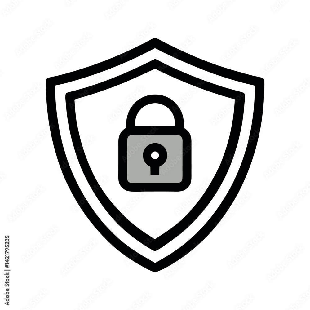 Secure Shield Icon with Padlock Secure Shield Icon with Padlock