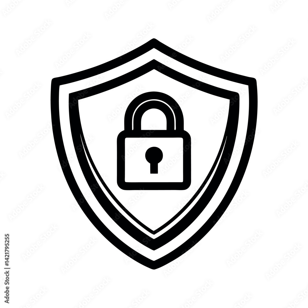 Secure Shield Icon with Padlock Secure Shield Icon with Padlock