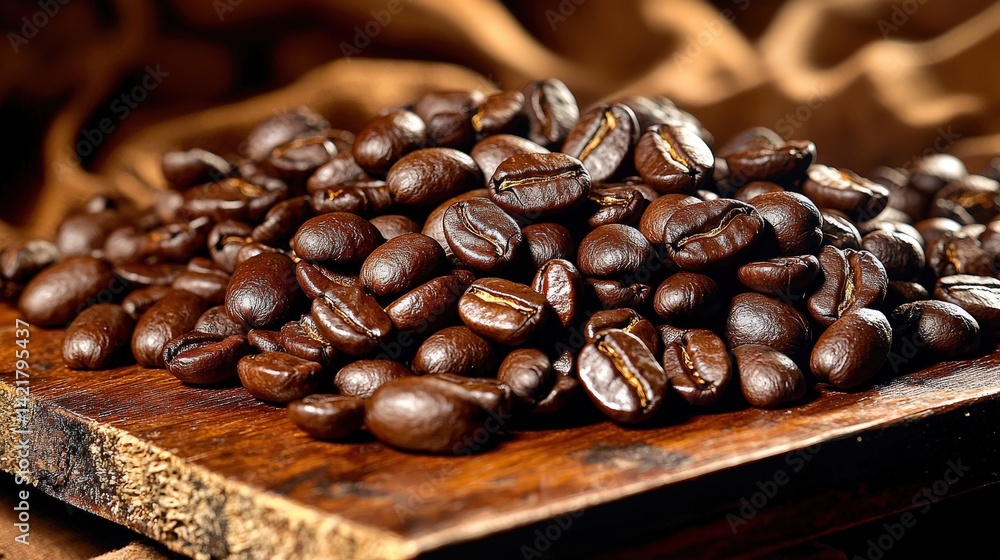 Fototapeta premium Brewing perfect coffee beans coffee shop food photography cozy environment close-up view aroma & flavor exploration