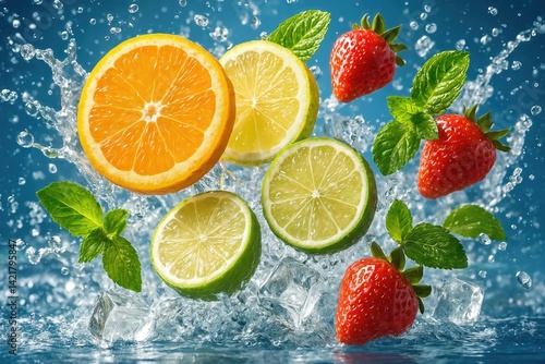 fresh fruit in water