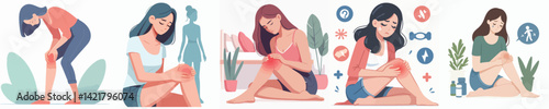 vector woman is having knee pain