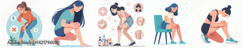 vector woman is having knee pain