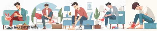 vector of young man having leg pain