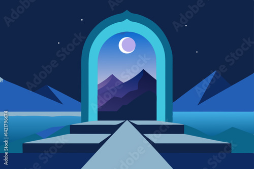 vector illustration of a church in night