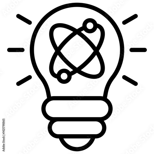 Innovation, Creative Lightbulb Idea with Atom Symbol