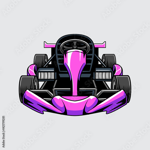 Go-Kart pink color sports automotive isolated on a light background for poster, t-shirt print, business element, social media content, blog, sticker, vlog, and card