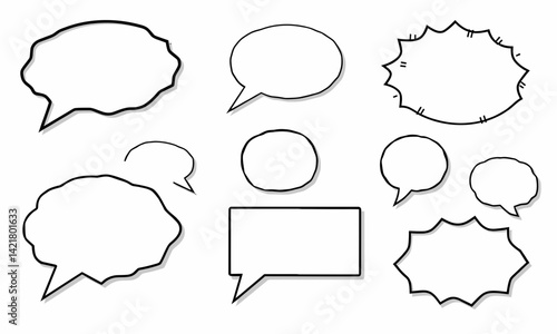 collection of various comic speech bubbles in different shapes and sizes, perfect for adding dialogue or thoughts in illustrations. These elements enhance storytelling and creativity