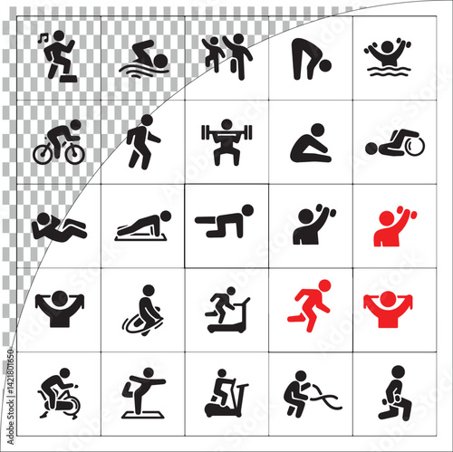 Player set cut out icon set men soccer swimming tennis weight archery cycling sport wrestling cyclist illustration adult vector badminton sport basketball sport boxer athlete