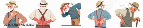 vector of grandfather having back pain