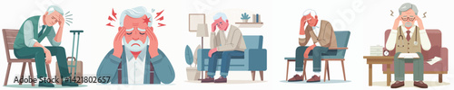 vector grandfather having a headache