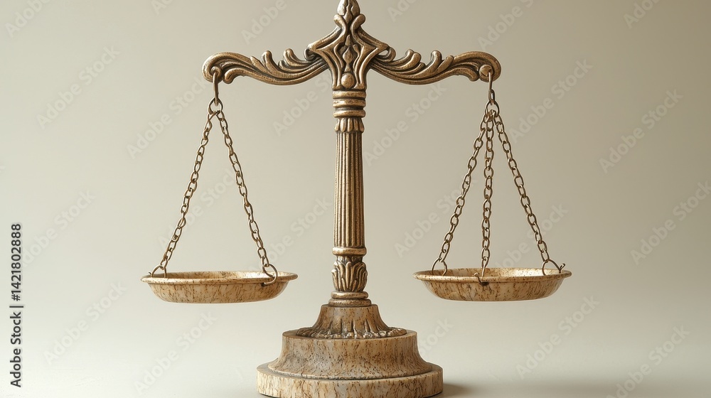 Ornate Decorative Scale Symbolizing Justice and Fairness Concept Ornate Decorative Scale Symbolizing Justice and Fairness Concept