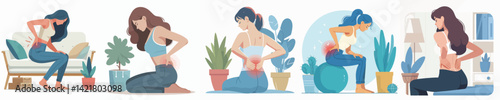 vector woman having back pain