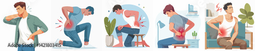 vector of man having back pain