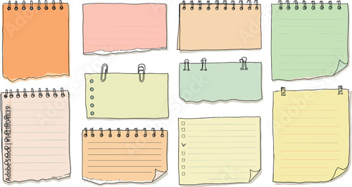 Memo frame note paper line cute planner sheet set. Notebook paper note frame for task list page, to do list sticker sheet. 