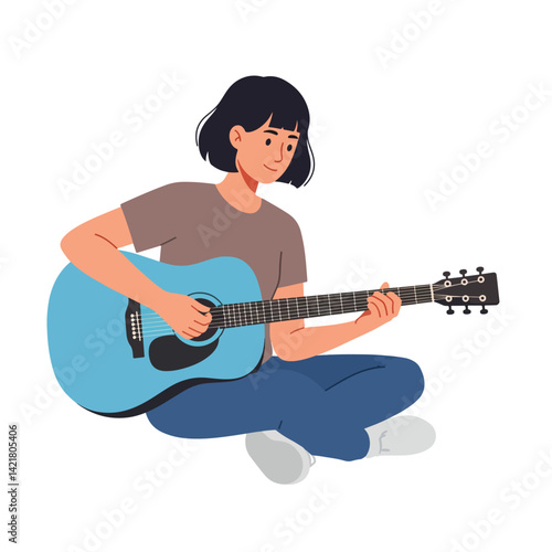 Young Woman Playing Acoustic Guitar