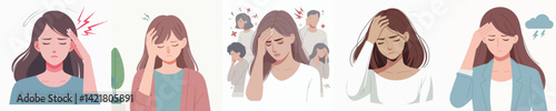 vector woman having headache