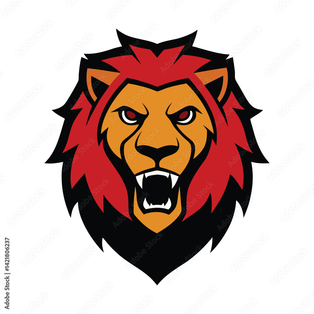 Obraz premium lion head fierce vector art illustration