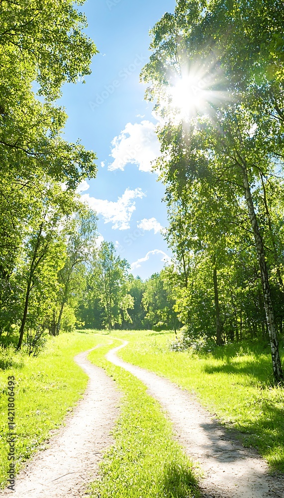 Obraz premium Sunny Forest Path Winding