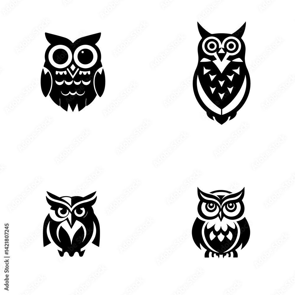 Fototapeta premium Cute baby animal owl cartoon vector icon set