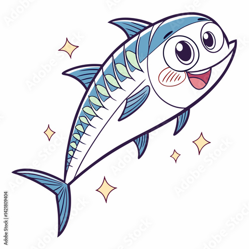 Vector Cute mackerel cartoon character