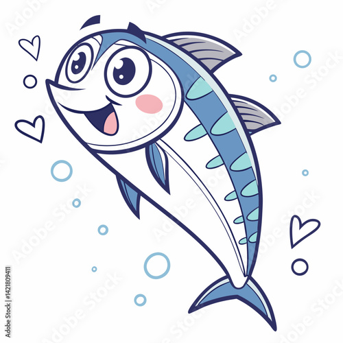 Vector Cute mackerel cartoon character