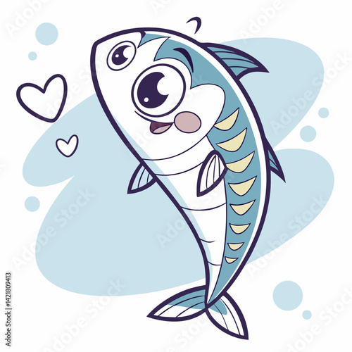 Vector Cute mackerel cartoon character