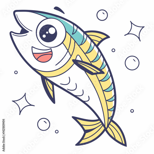Vector Cute mackerel cartoon character