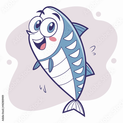 Vector Cute mackerel cartoon character