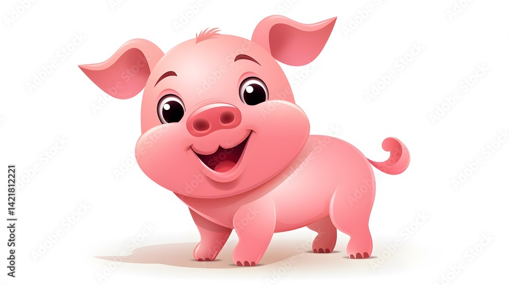 Cheerful Pig Cartoon Stock Vector Illustration - Playful and Colorful Character Design Cheerful Pig Cartoon Stock Vector Illustration - Playful and Colorful Character Design