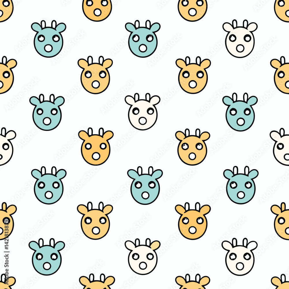 Obraz premium Cute animal faces seamless pattern