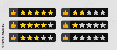 5 star. Star rate icons set. Feedback customers. Rank, level of satisfaction rating. Five stars customer product rating review. Five stars quality rating icon. 5 star	
