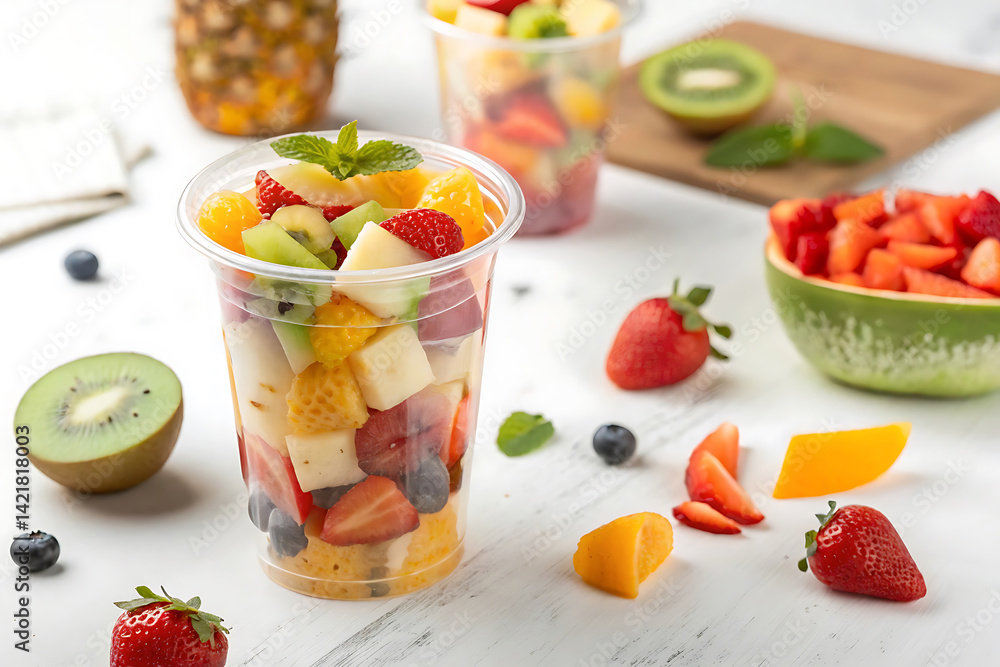 Portable Fruit Snack in Plastic Cup High-Resolution Image. Portable Fruit Snack in Plastic Cup High-Resolution Image.