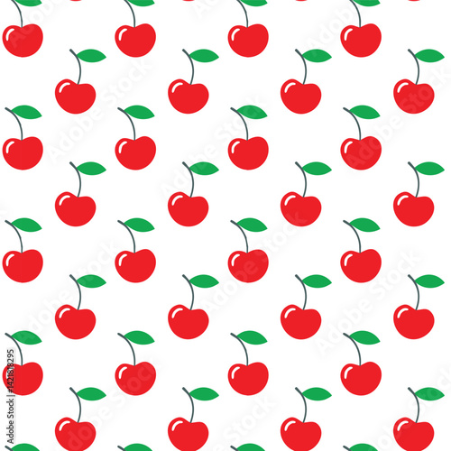 Vector pattern with red cherries on a white background illustration