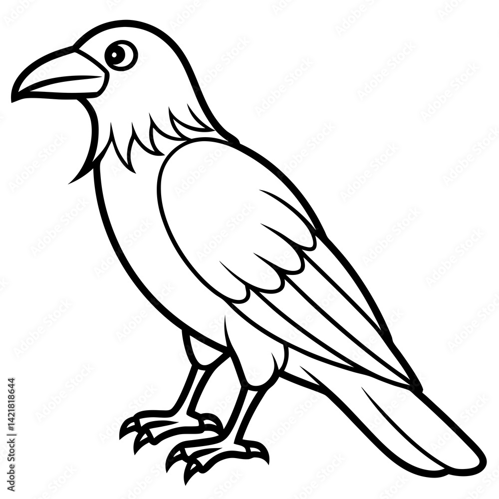 Obraz premium Elegant One-Line Crow Vector Drawing