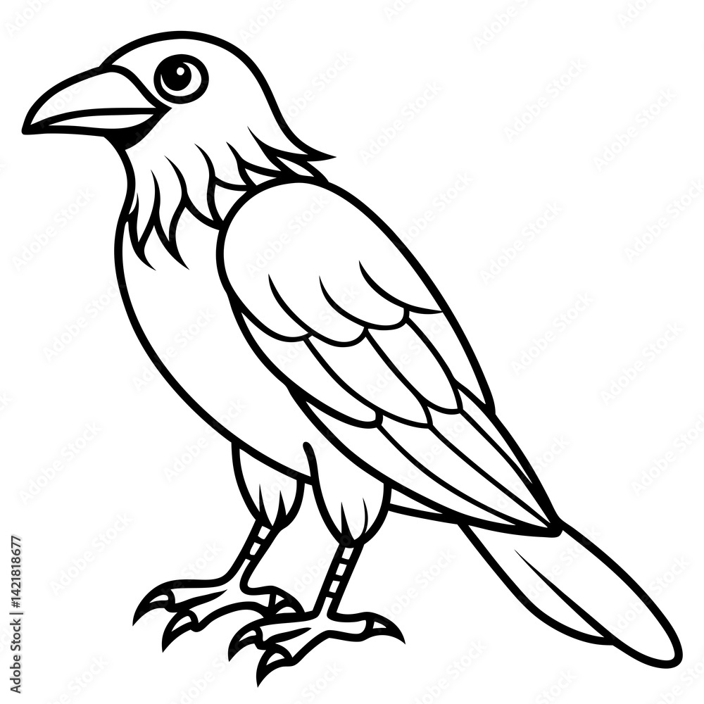 Obraz premium Elegant One-Line Crow Vector Drawing