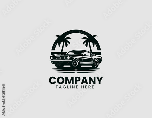 Classic Mustang Car Vector Logo Design