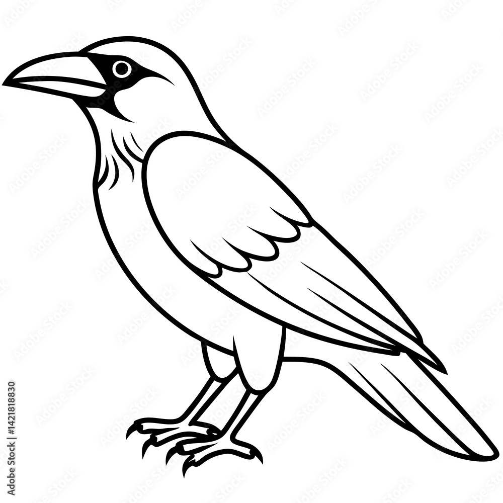 Obraz premium Elegant One-Line Crow Vector Drawing