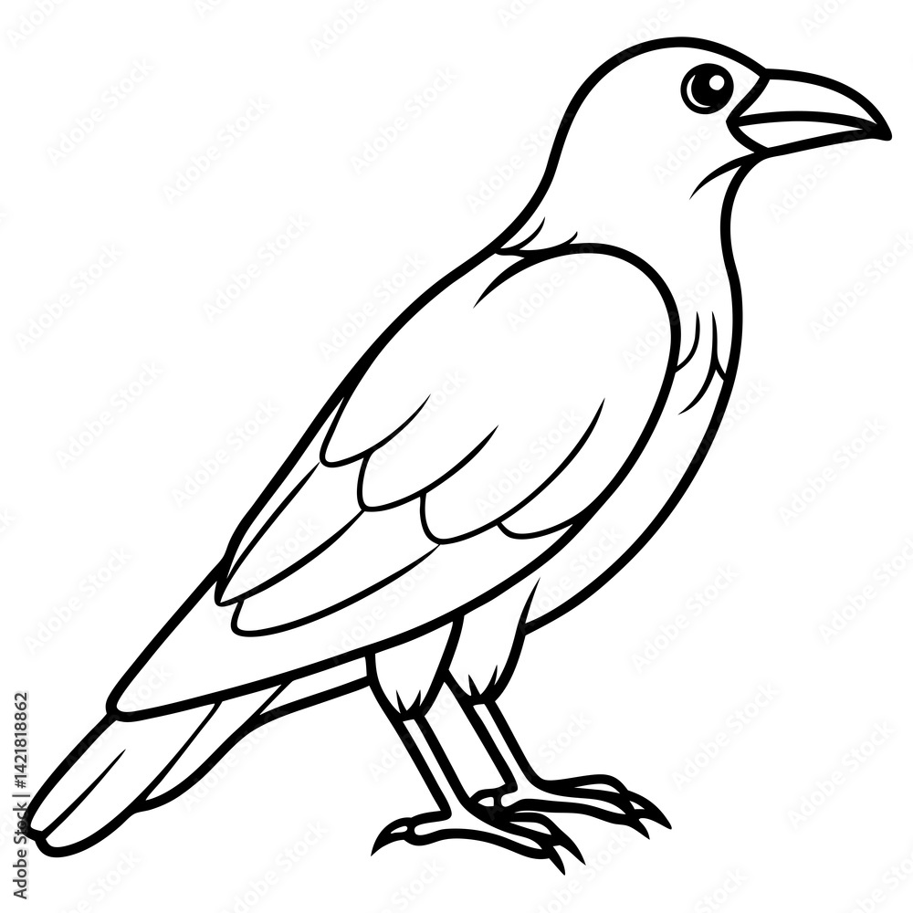 Elegant One-Line Crow Vector Drawing Elegant One-Line Crow Vector Drawing