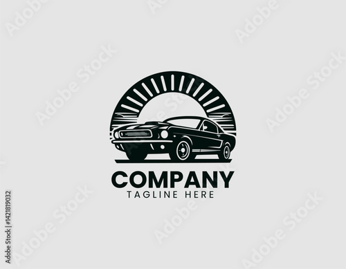 Classic Mustang Car Vector Logo Design
