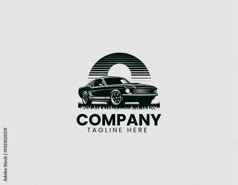 Fototapeta premium Classic Mustang Car Vector Logo Design