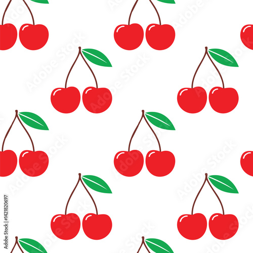 Hand drawn cherry seamless pattern background