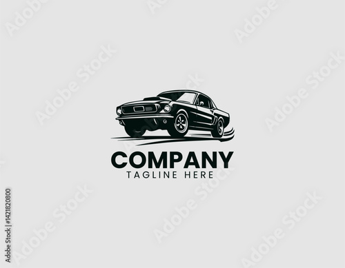 Classic Mustang Car Vector Logo Design