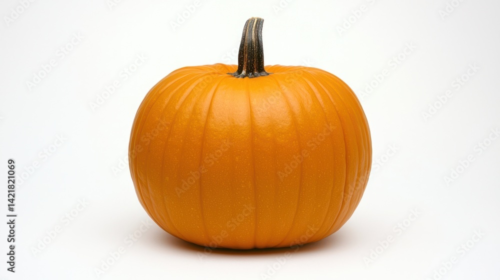 Single orange pumpkin on white background; autumn harvest, food, decoration Single orange pumpkin on white background; autumn harvest, food, decoration