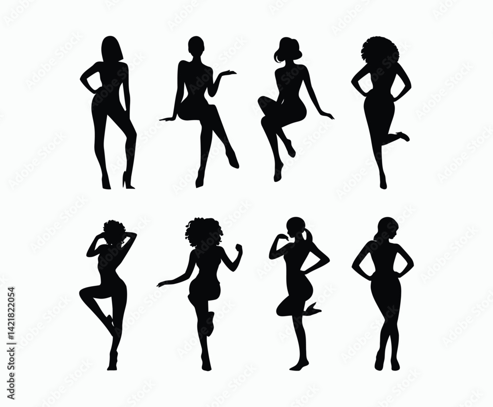 Obraz premium Female Silhouette Collection Vector Template