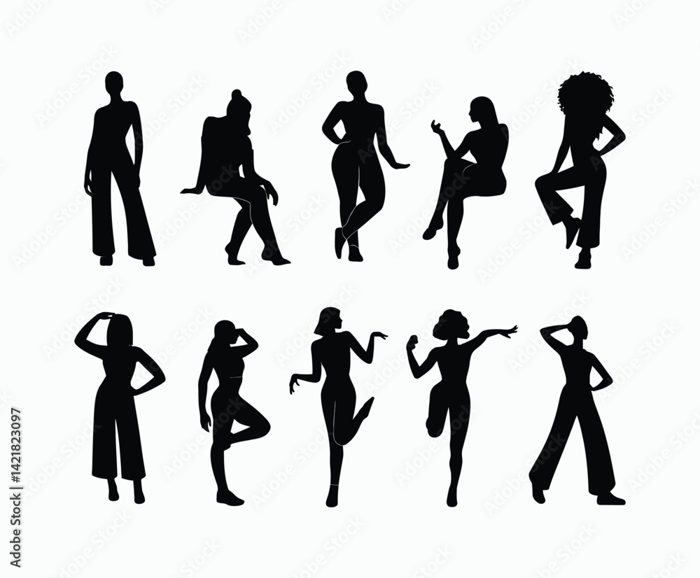 Fototapeta premium Woman Silhouette EPS Vector Template