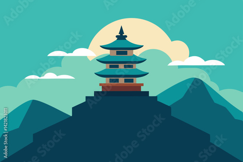 vector illustration of a pagoda