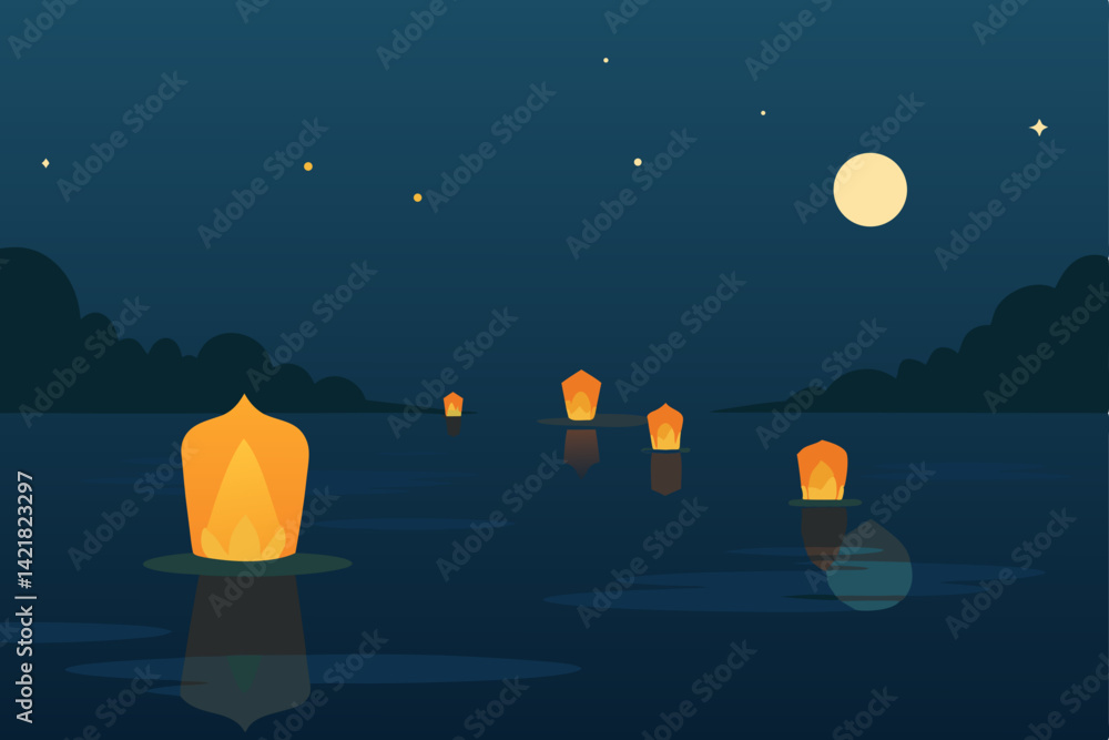 Halloween night scene with moon Halloween night scene with moon