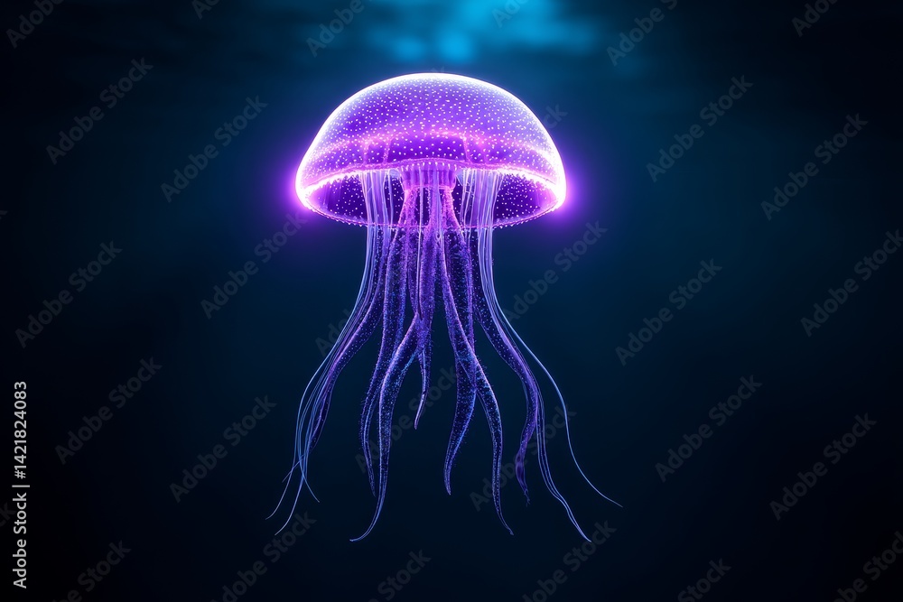 Glowing Jellyfish in Deep Ocean 916 - A mesmerizing glowing jellyfish floats gracefully in the dark ocean depths. It symbolizes mystery, beauty, the ocean's secrets, bioluminescence Glowing Jellyfish in Deep Ocean 916 - A mesmerizing glowing jellyfish floats gracefully in the dark ocean depths. It symbolizes mystery, beauty, the ocean's secrets, bioluminescence