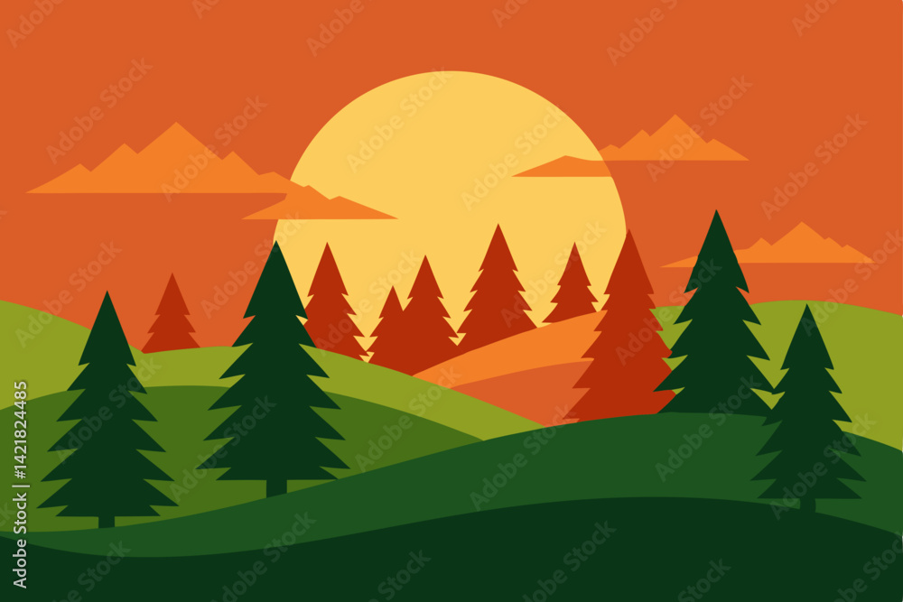 Fototapeta premium vector illustration of forest landscape